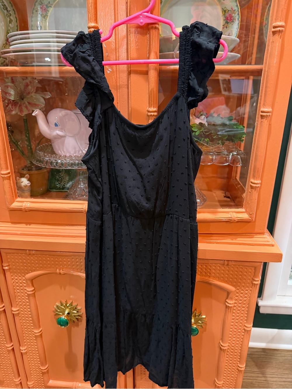 art class Black Textured Ruffle Strap Dress